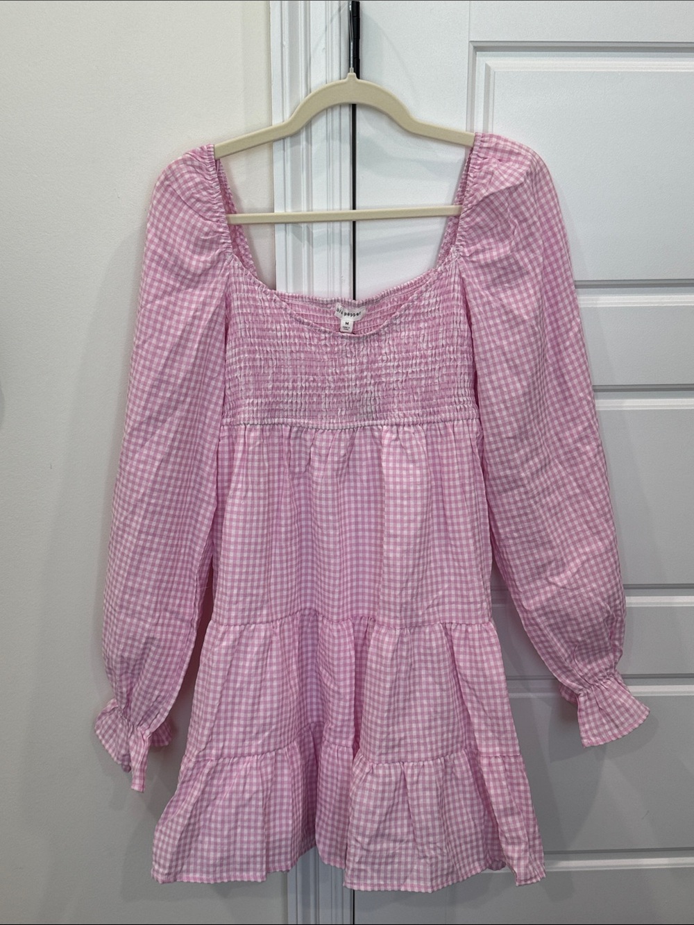 NEW Blu Pepper Pink Gingham Dress Women’s size Medium Boutique Piece Clothing